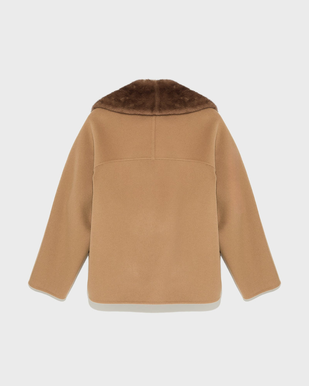 Cashmere blend pea jacket with removable mink fur collar