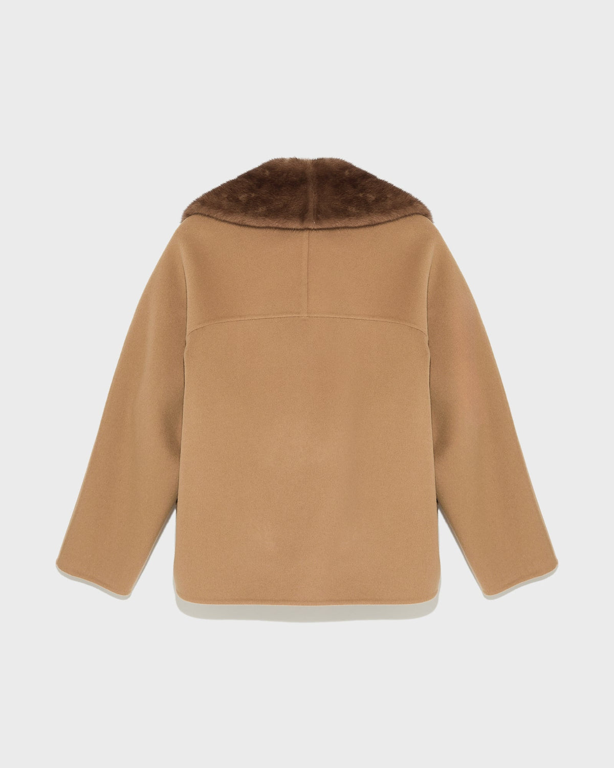 Cashmere blend pea jacket with removable mink fur collar