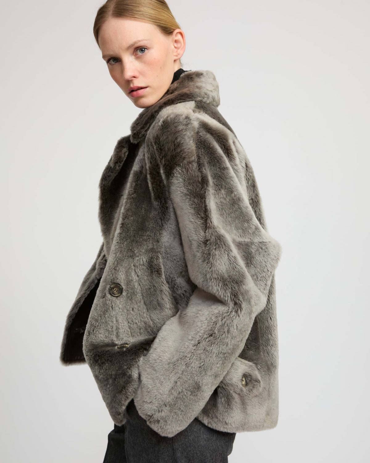 Shearling pea jacket