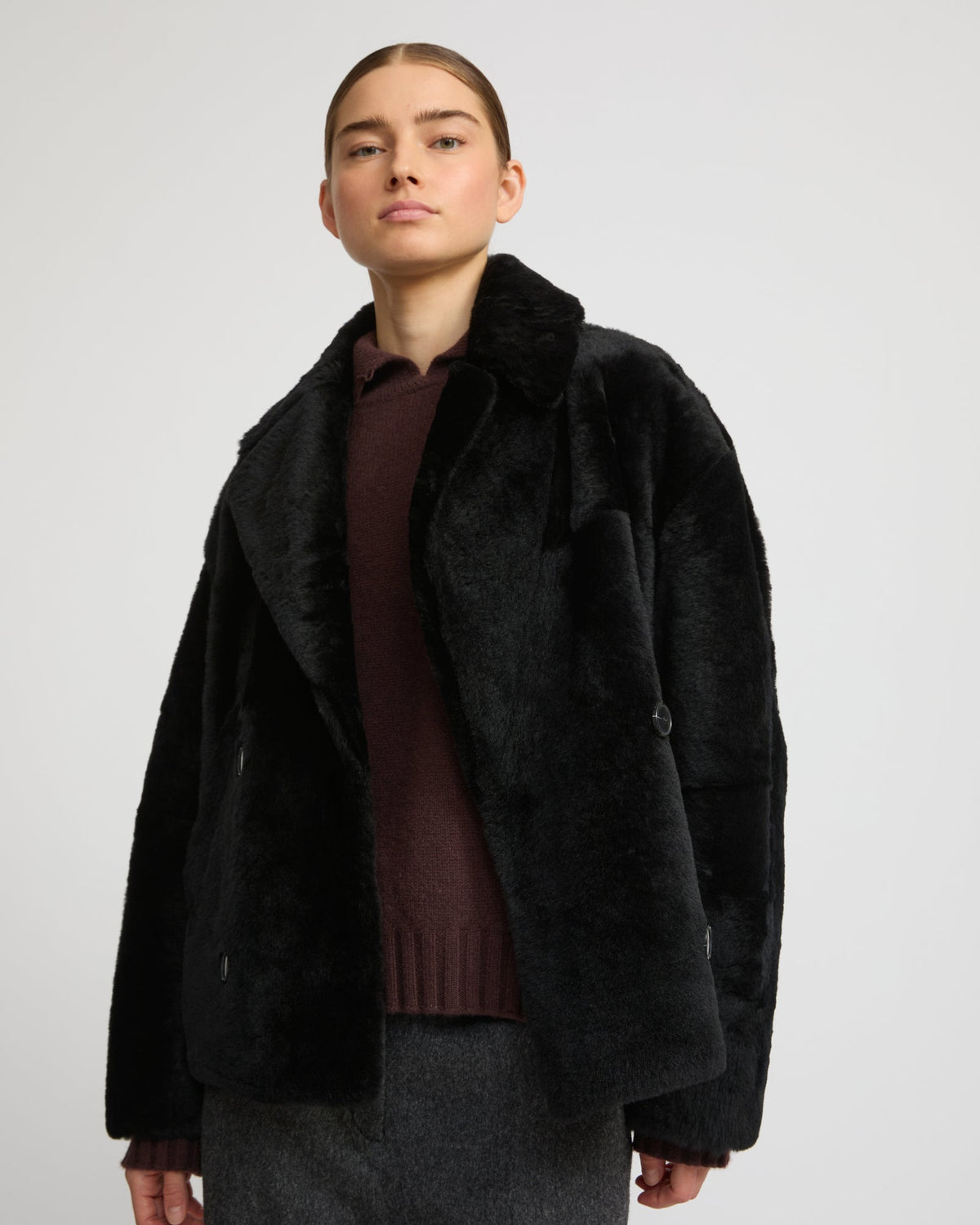 Shearling pea jacket