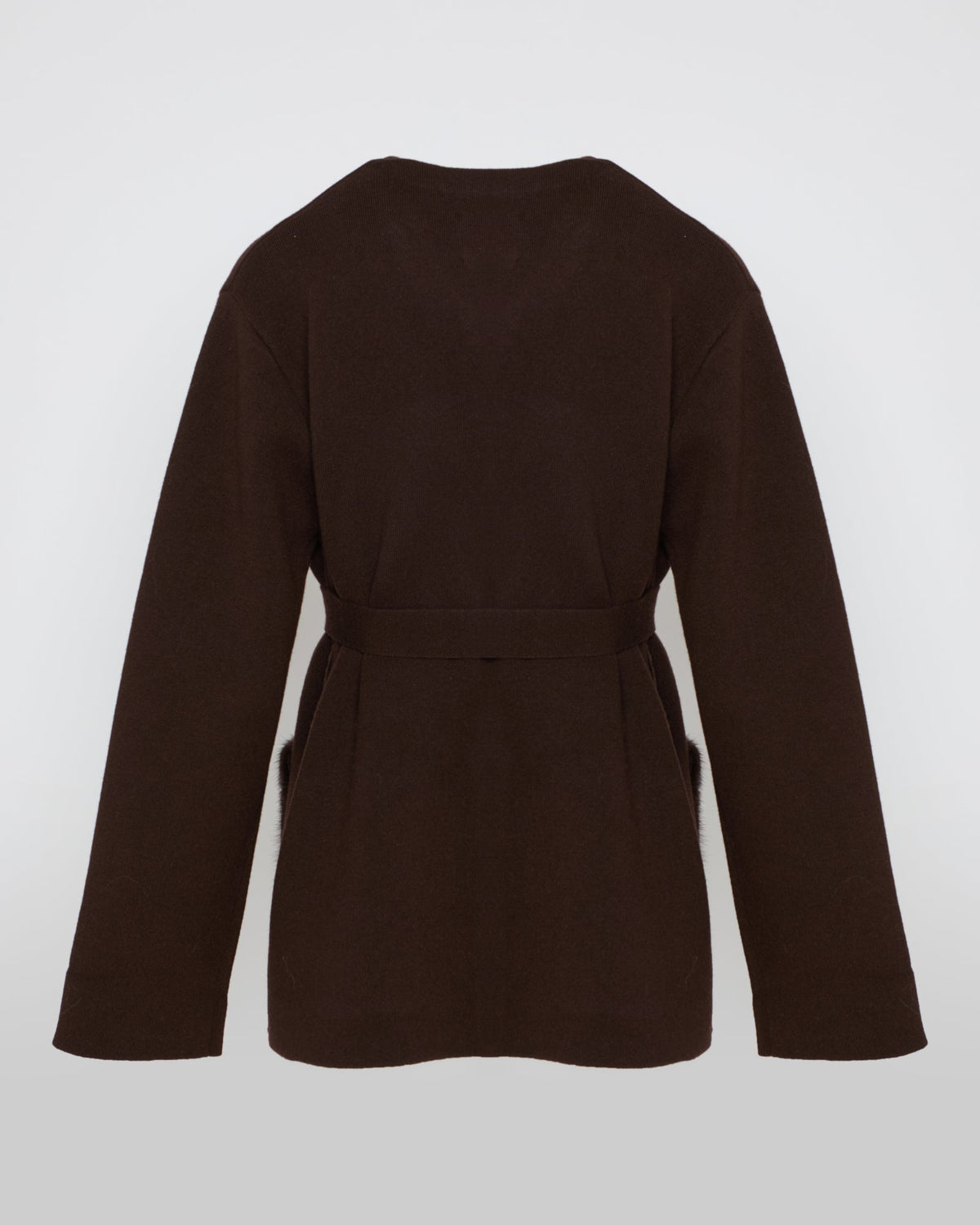 Belted knit and mink jacket