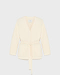 Belted knit and mink fur jacket