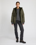 Reversible hooded jacket in rabbit rex fur and technical fabric