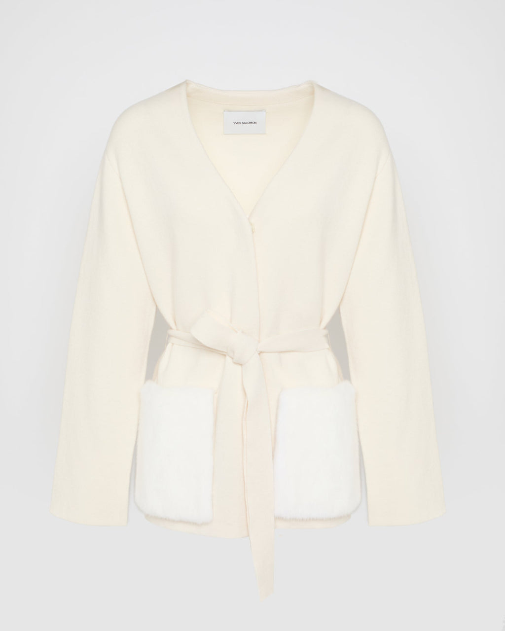 Belted knit and mink jacket