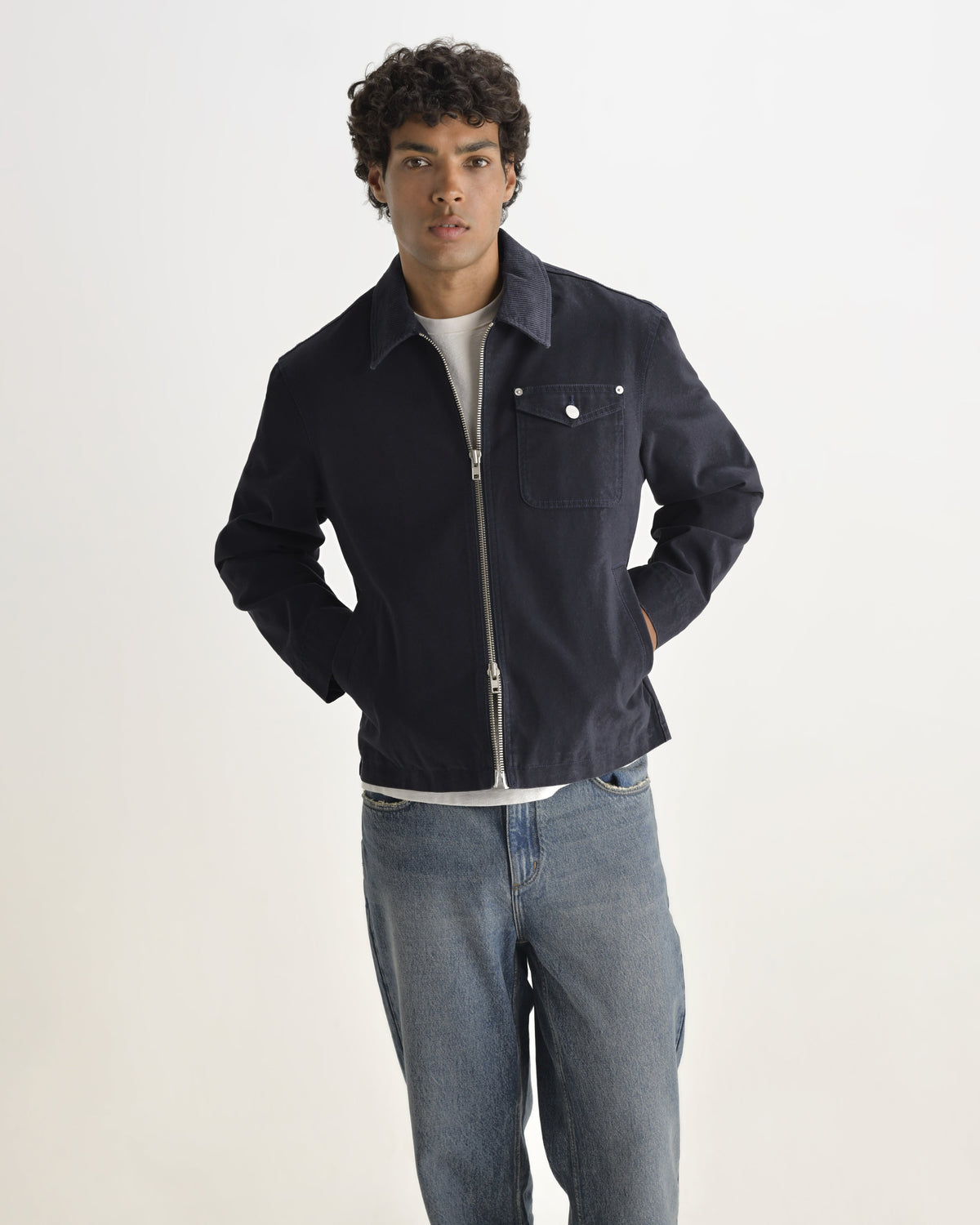 Mason - Navy Peached Canvas Work Jacket
