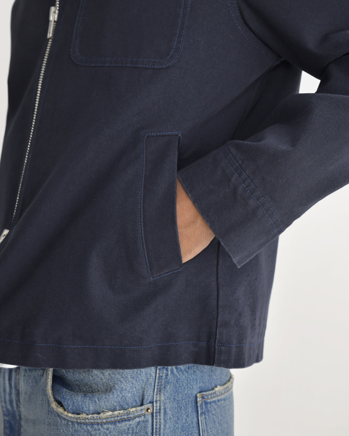 Mason - Navy Peached Canvas Work Jacket