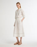 Poplin skirt with leather details