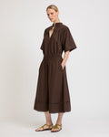 Poplin skirt with leather details