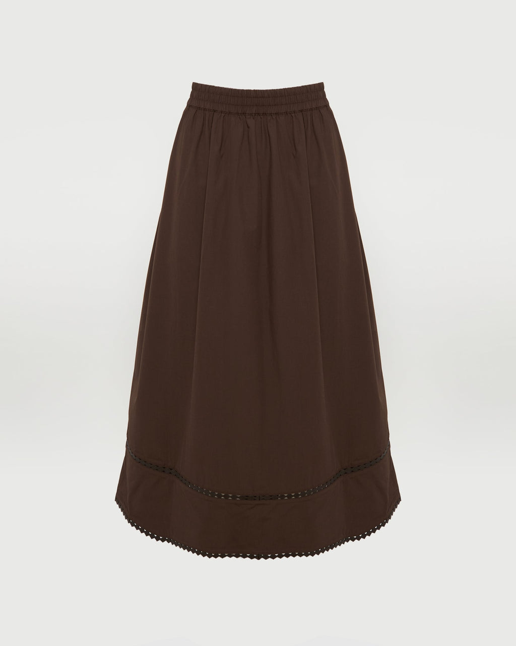 Poplin skirt with leather details