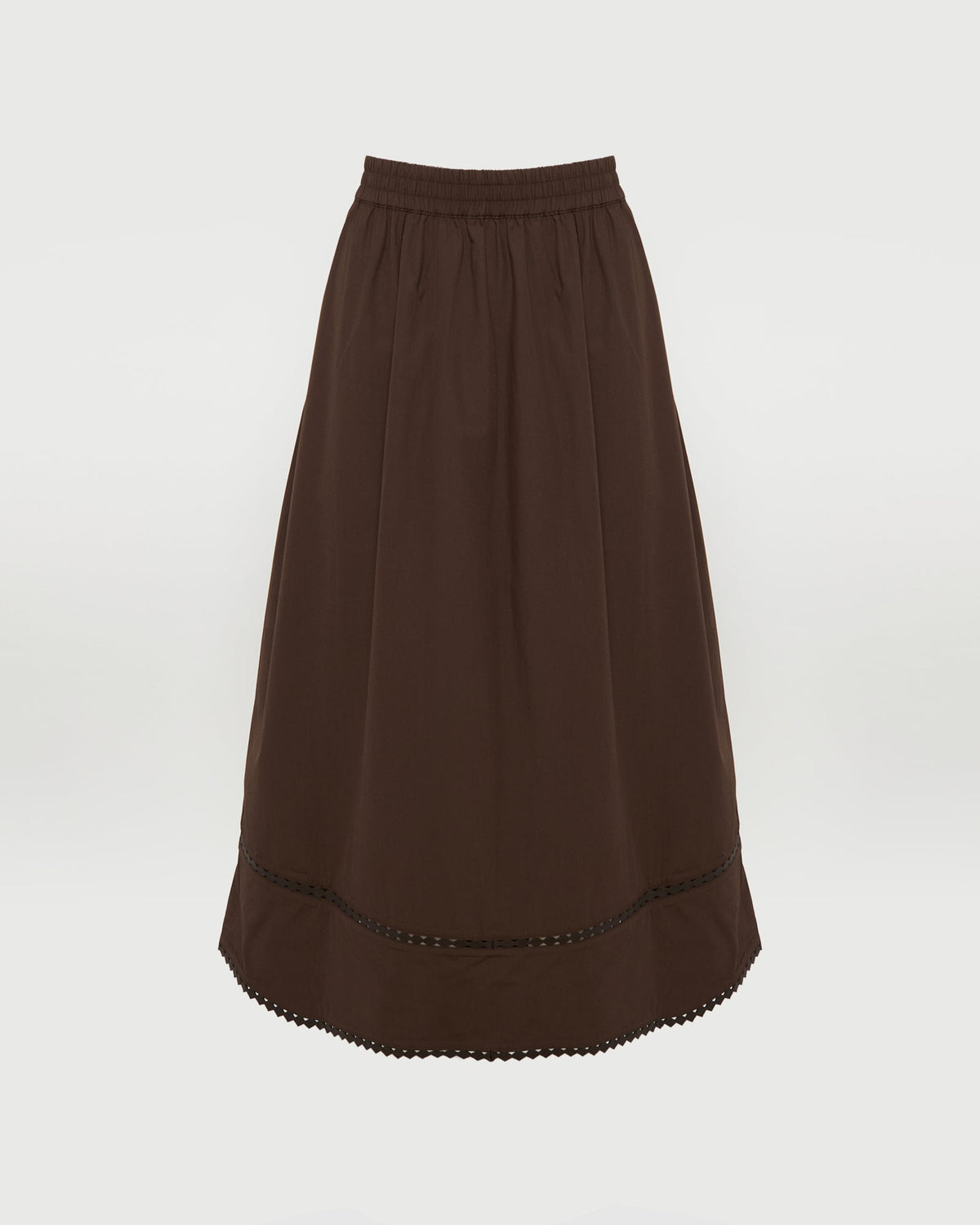 Poplin skirt with leather details