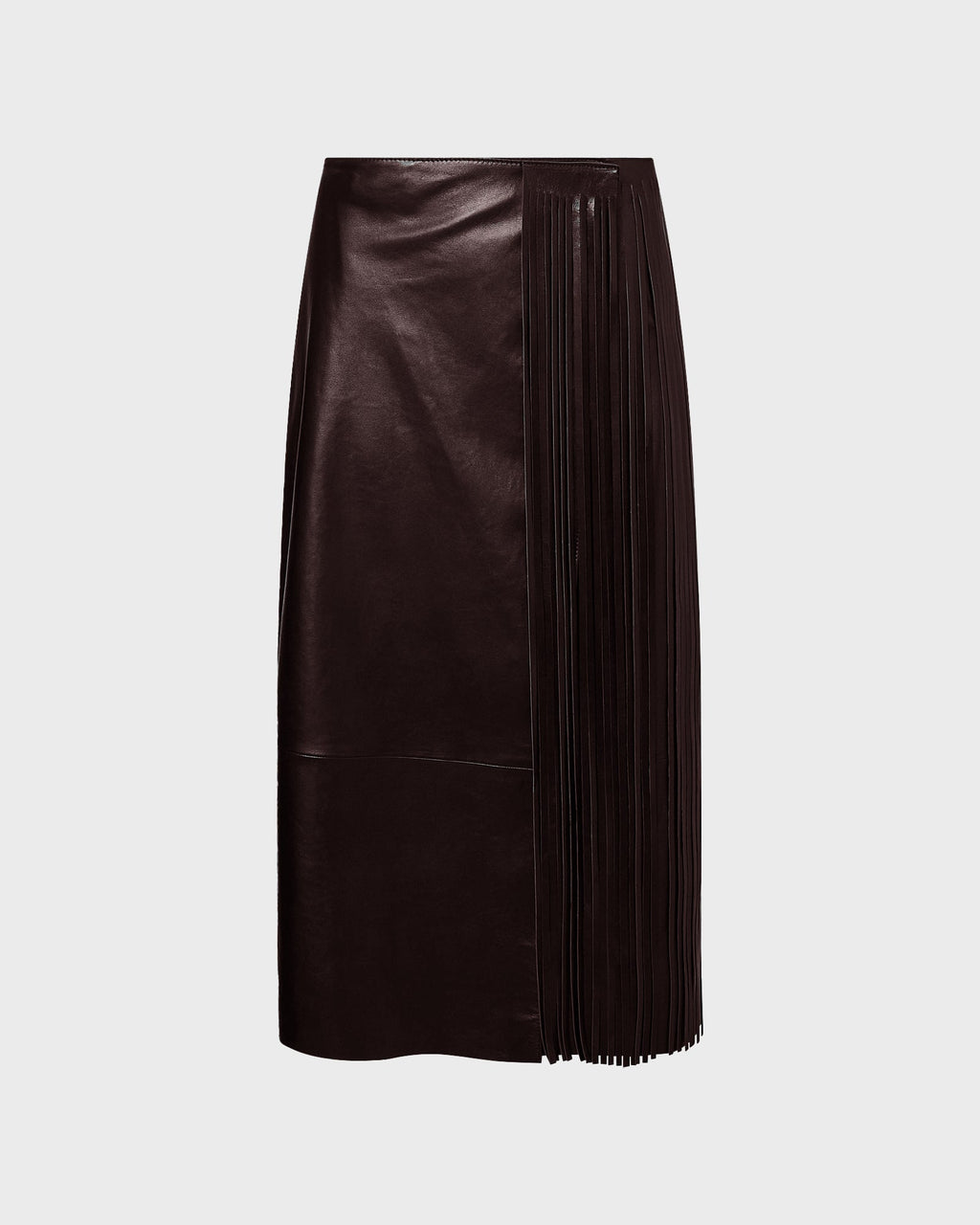Leather fringe wrap skirt