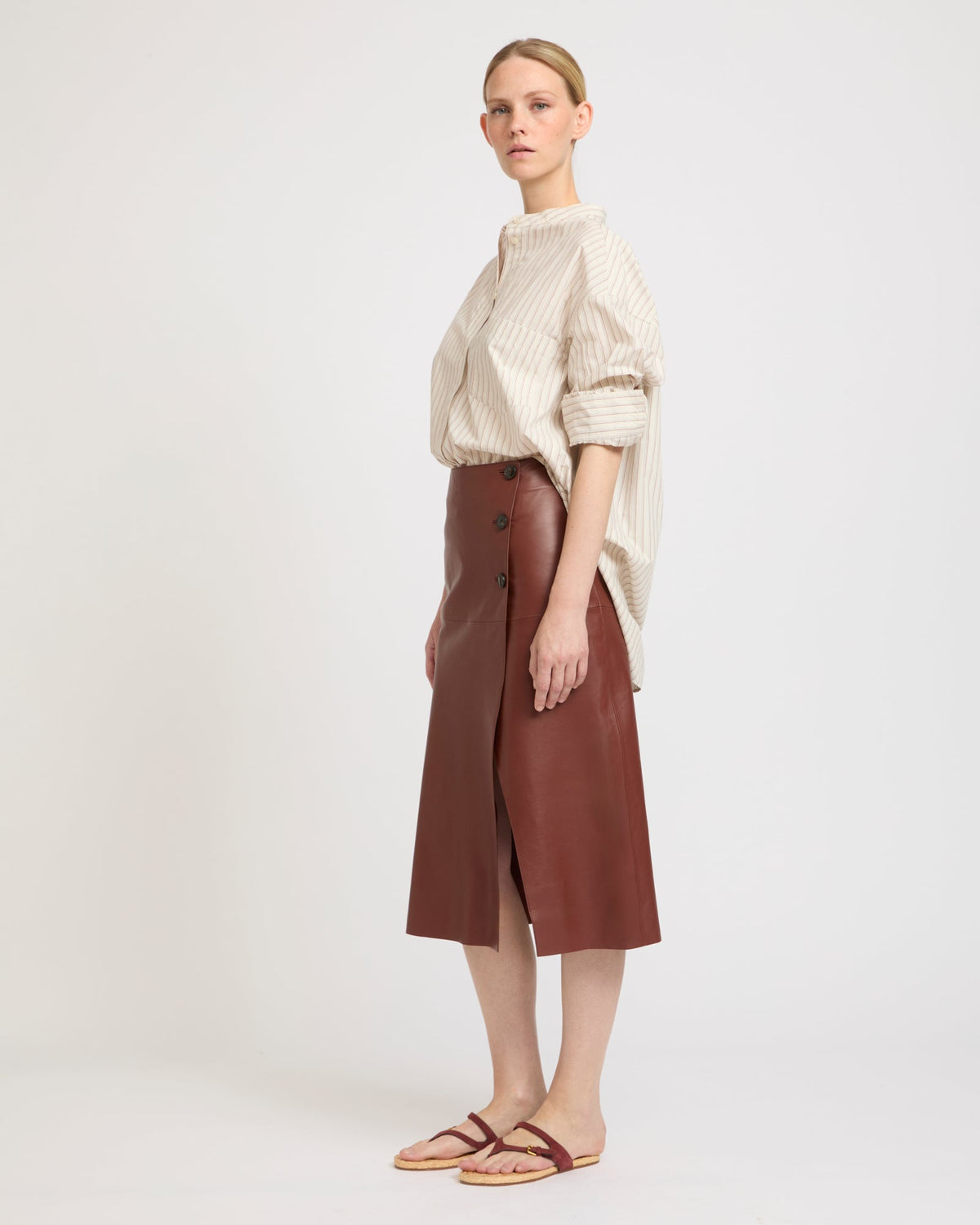 Leather wrap skirt