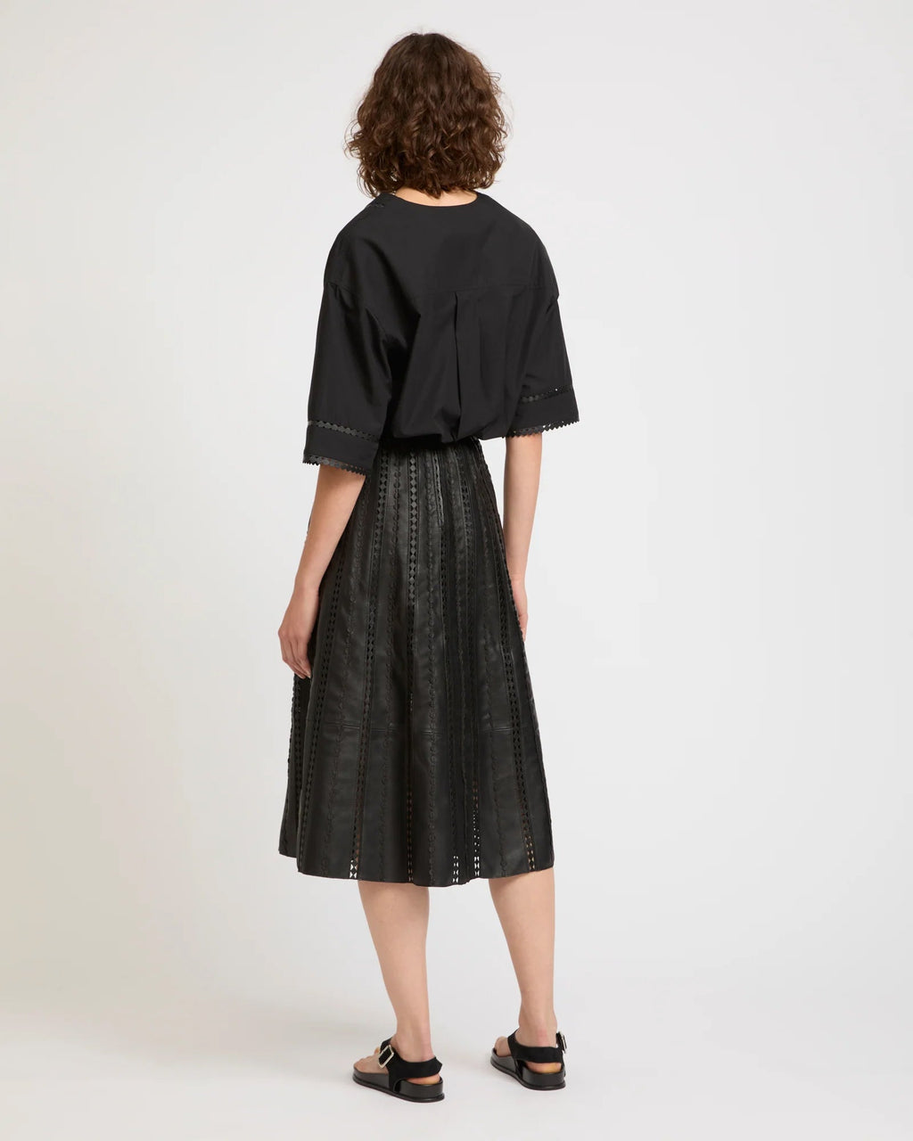 Perforated leather maxi skirt