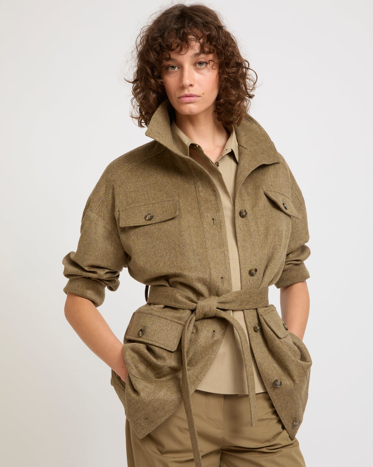Safari jacket in cashmere flannel