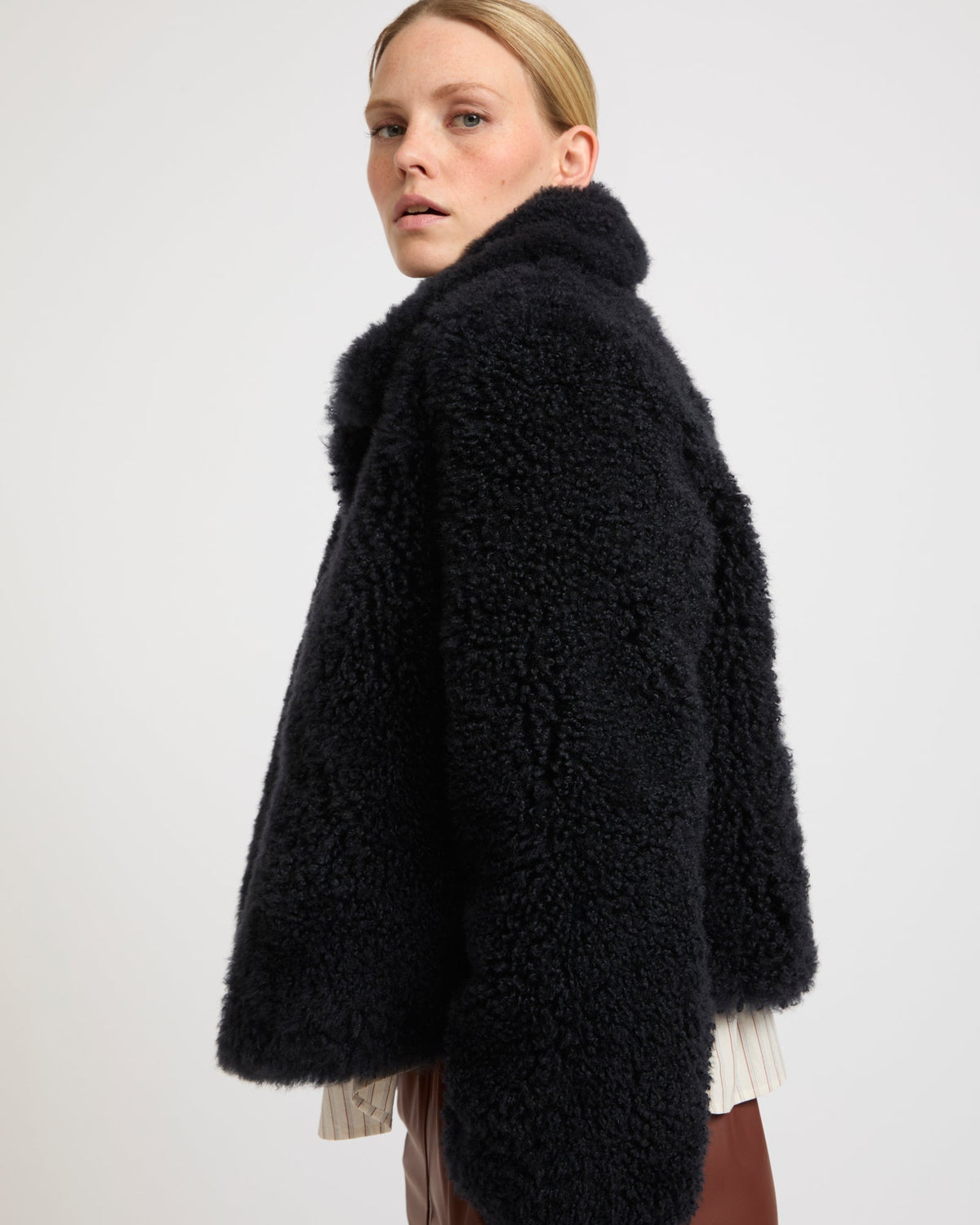 Cashmere-blend and lambskin peacoat jacket