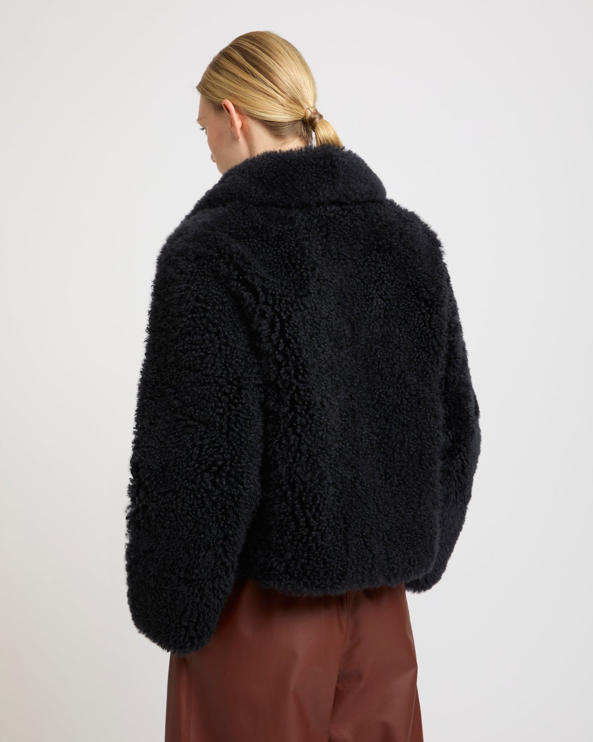 Cashmere-blend and lambskin peacoat jacket