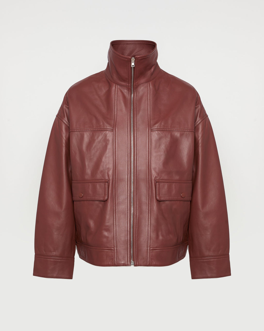 Lamb leather short jacket