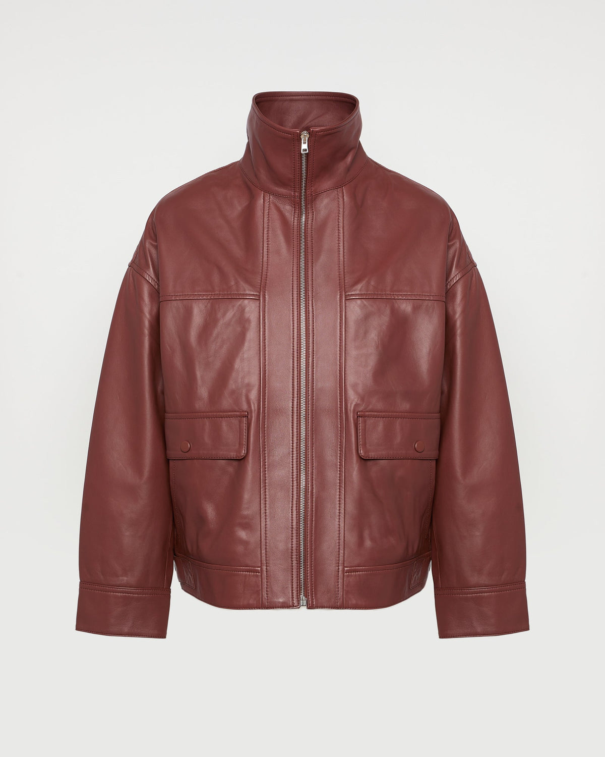 Lamb leather short jacket