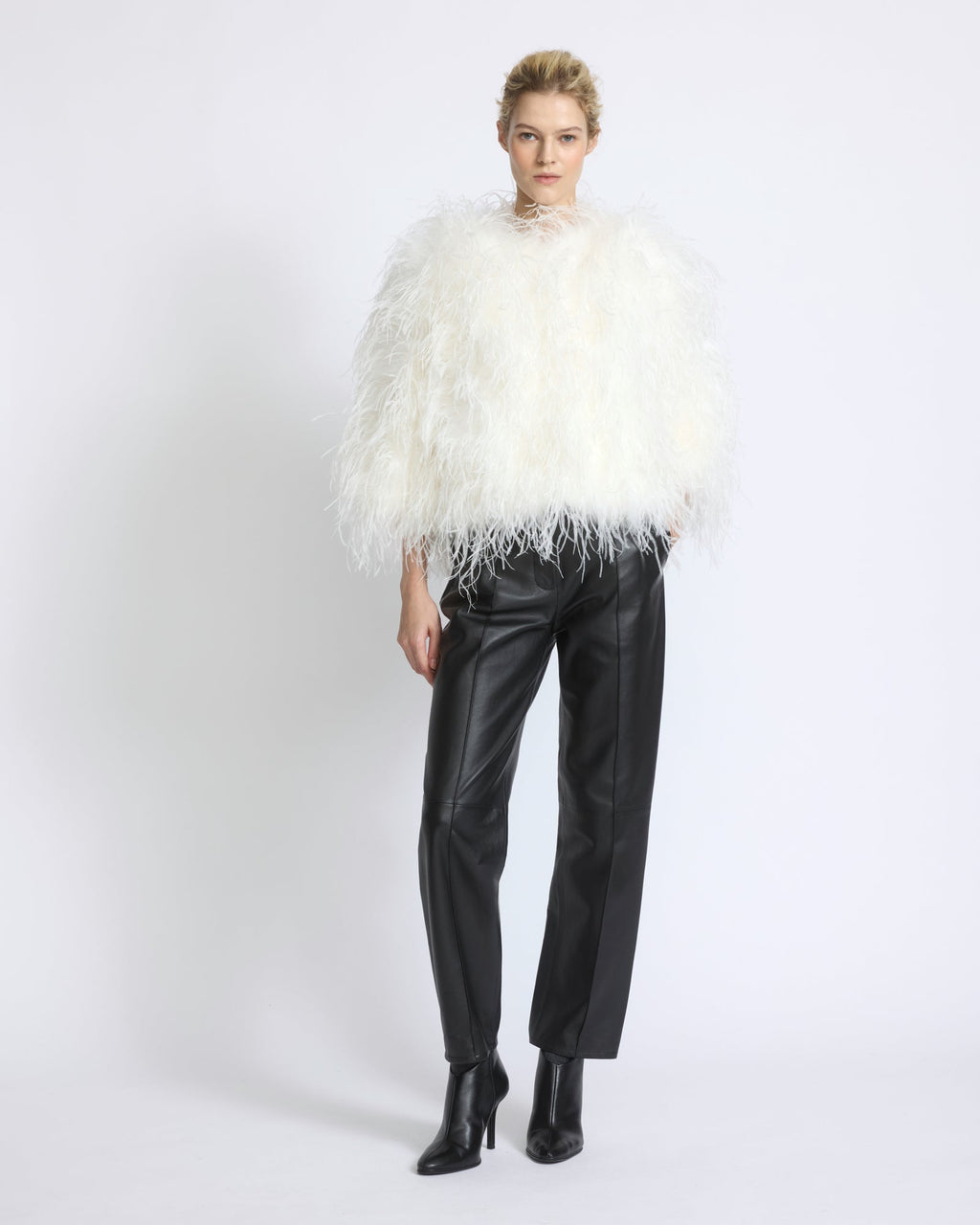 Short ostrich feather jacket