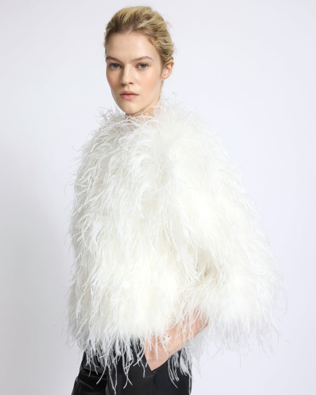 Short ostrich feather jacket