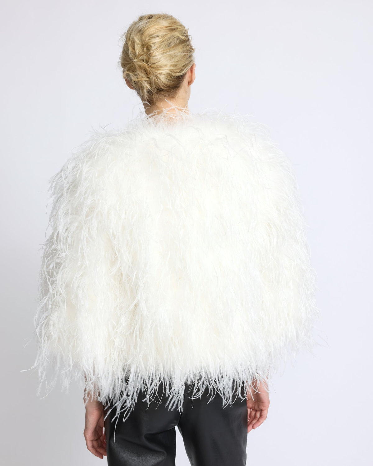Short ostrich feather jacket