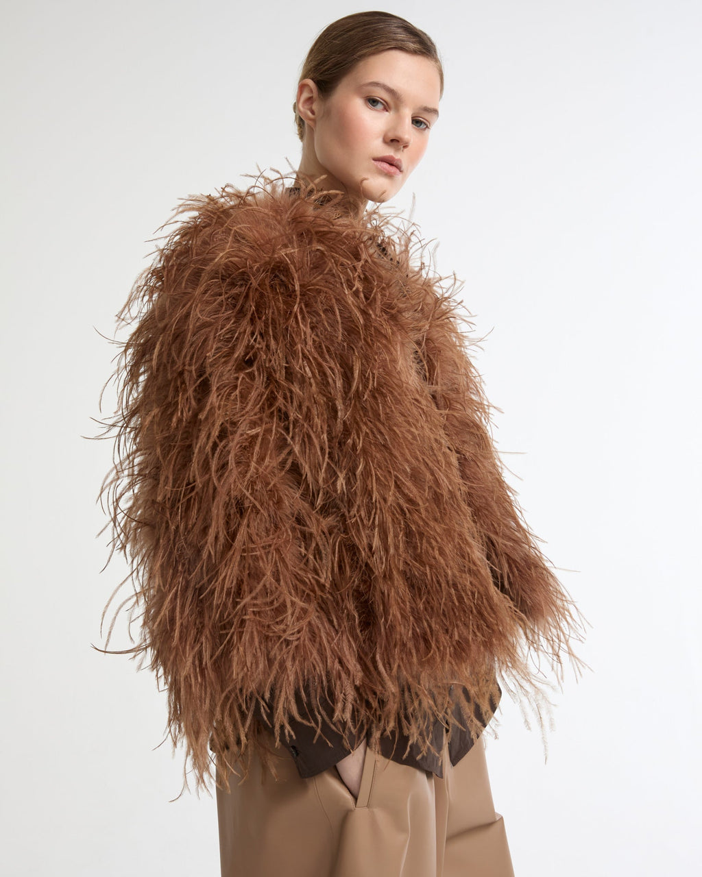 Short Ostrich Feather Jacket