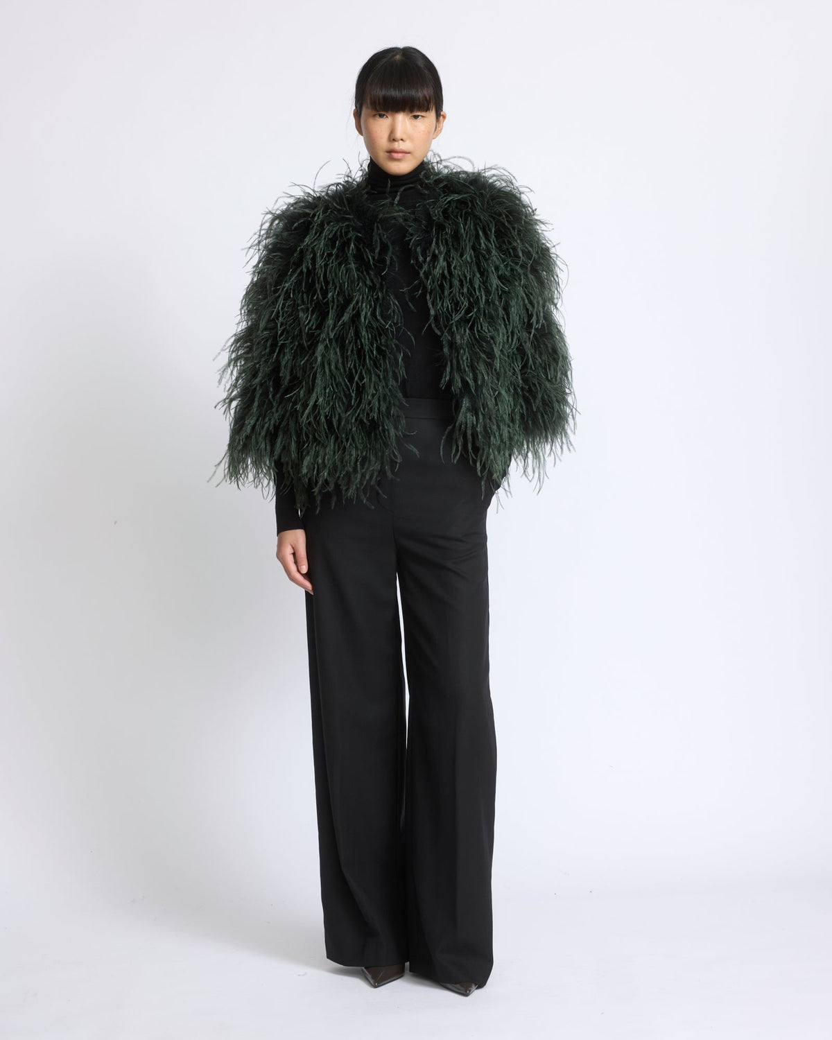Short ostrich feather jacket