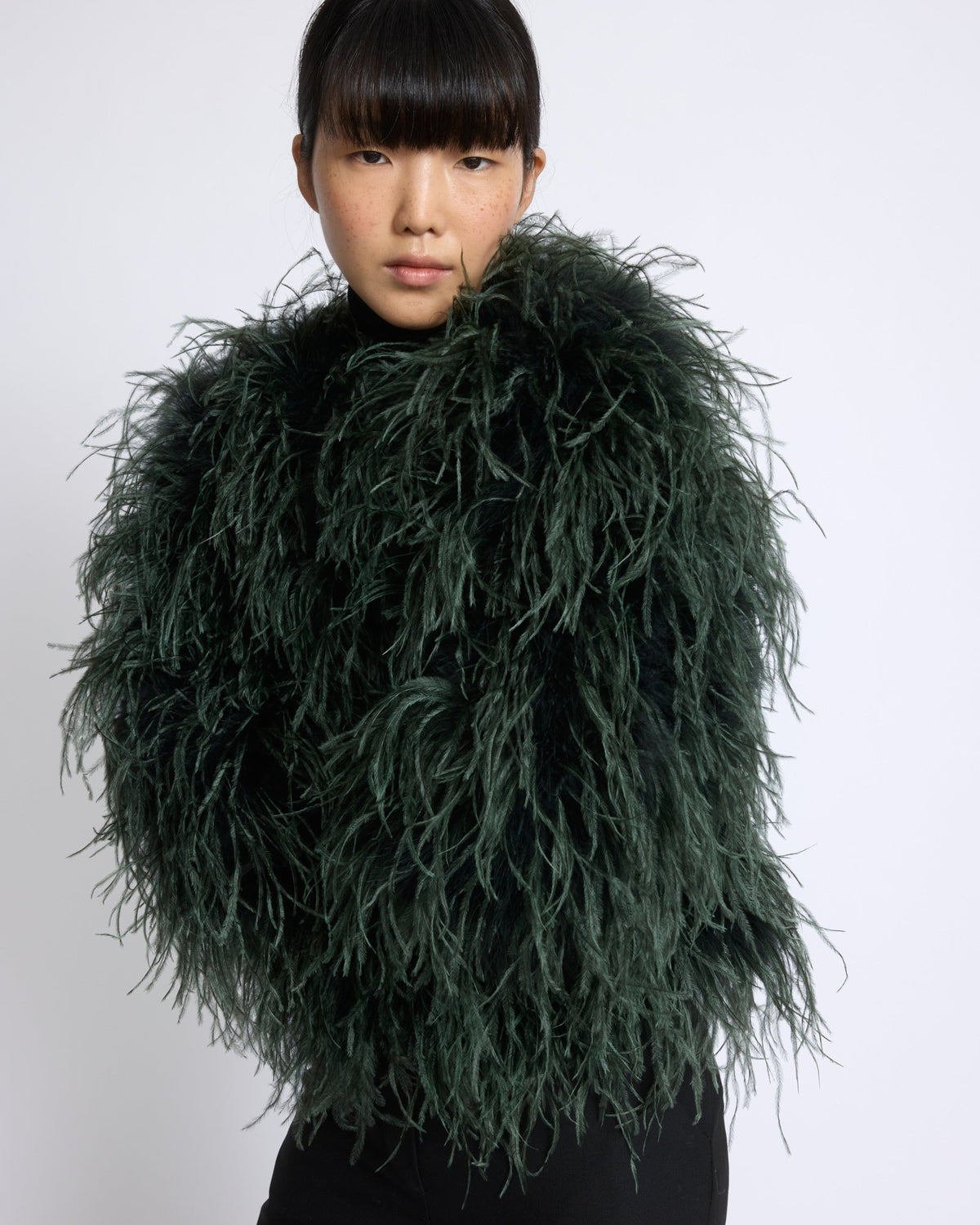 Short ostrich feather jacket