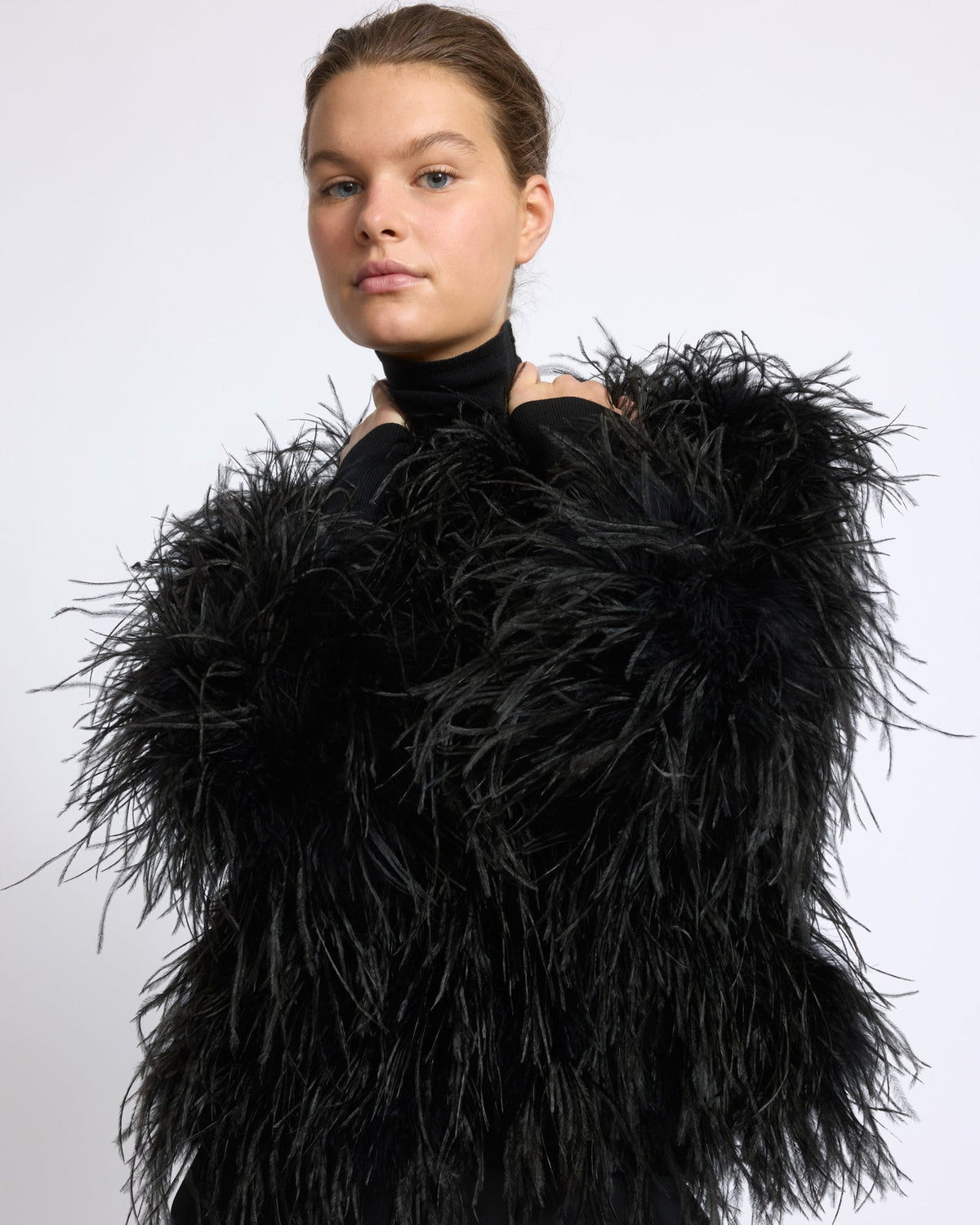 Short ostrich feather jacket