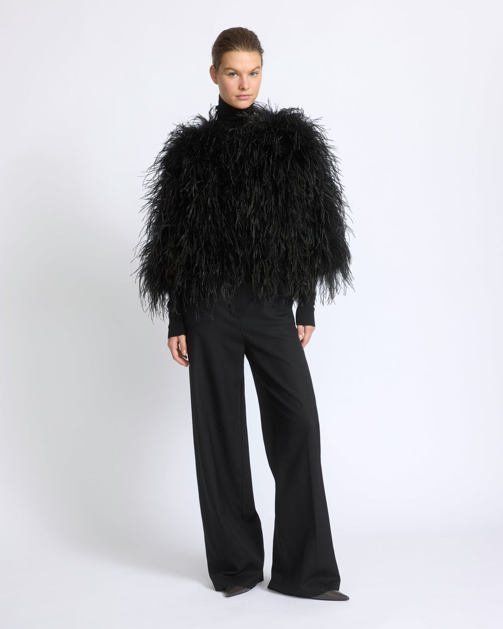 Short ostrich feather jacket