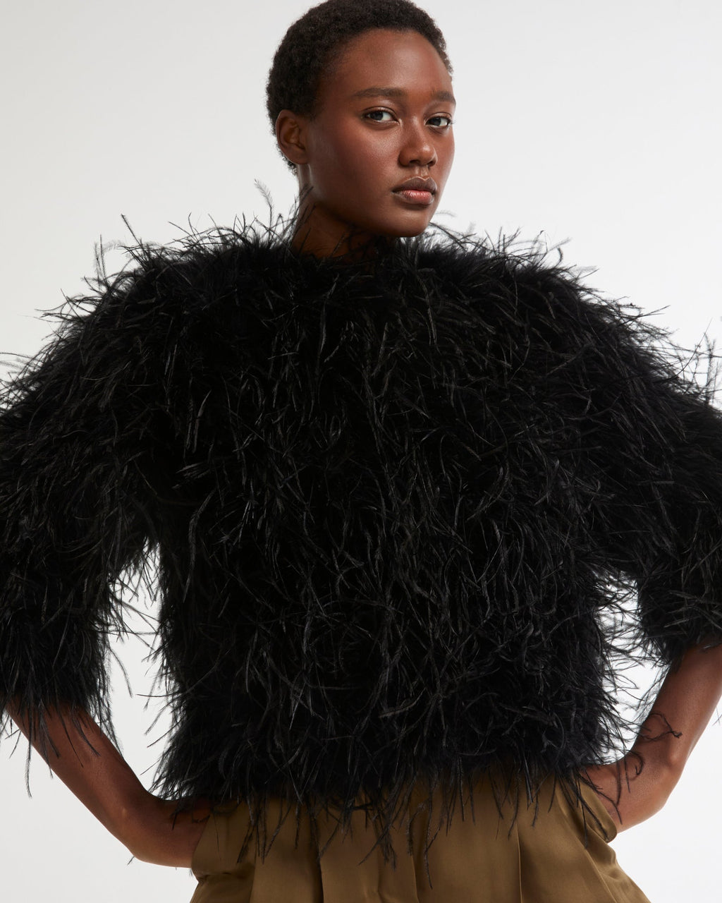 Short Ostrich Feather Jacket