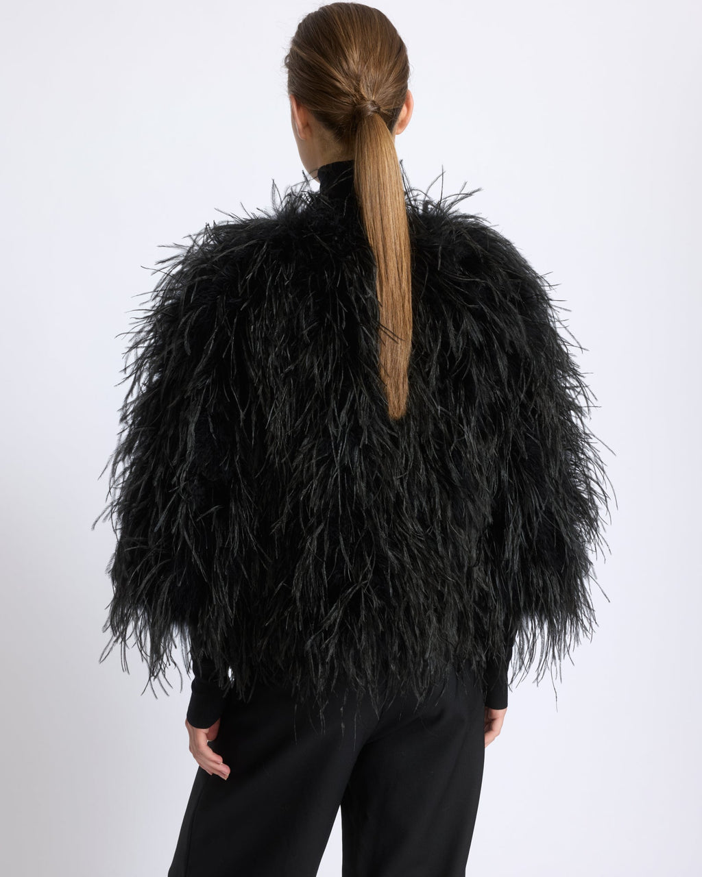 Short ostrich feather jacket