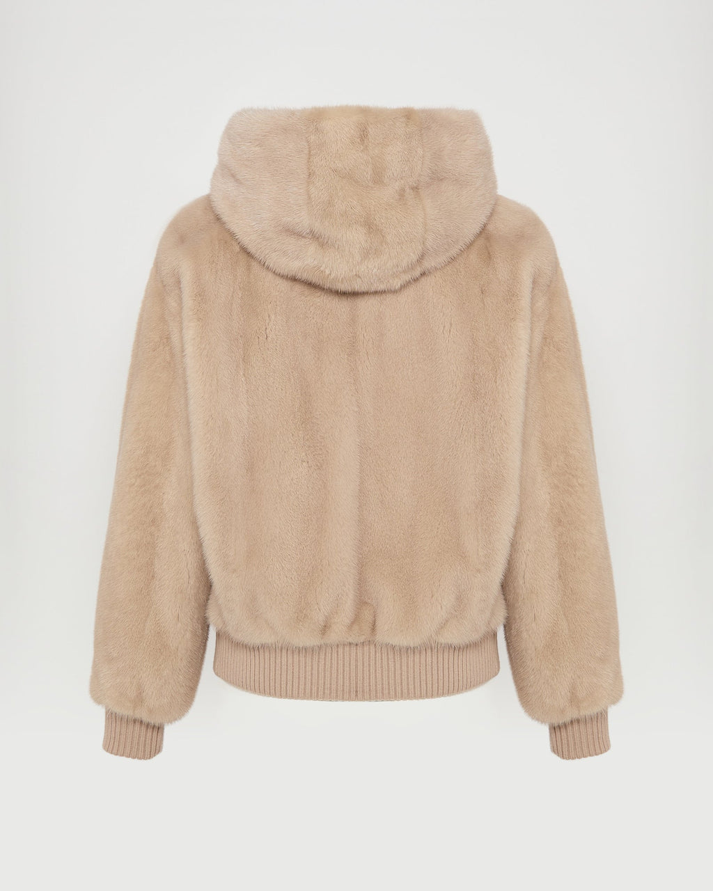 Merino knit and mink fur hooded blouson