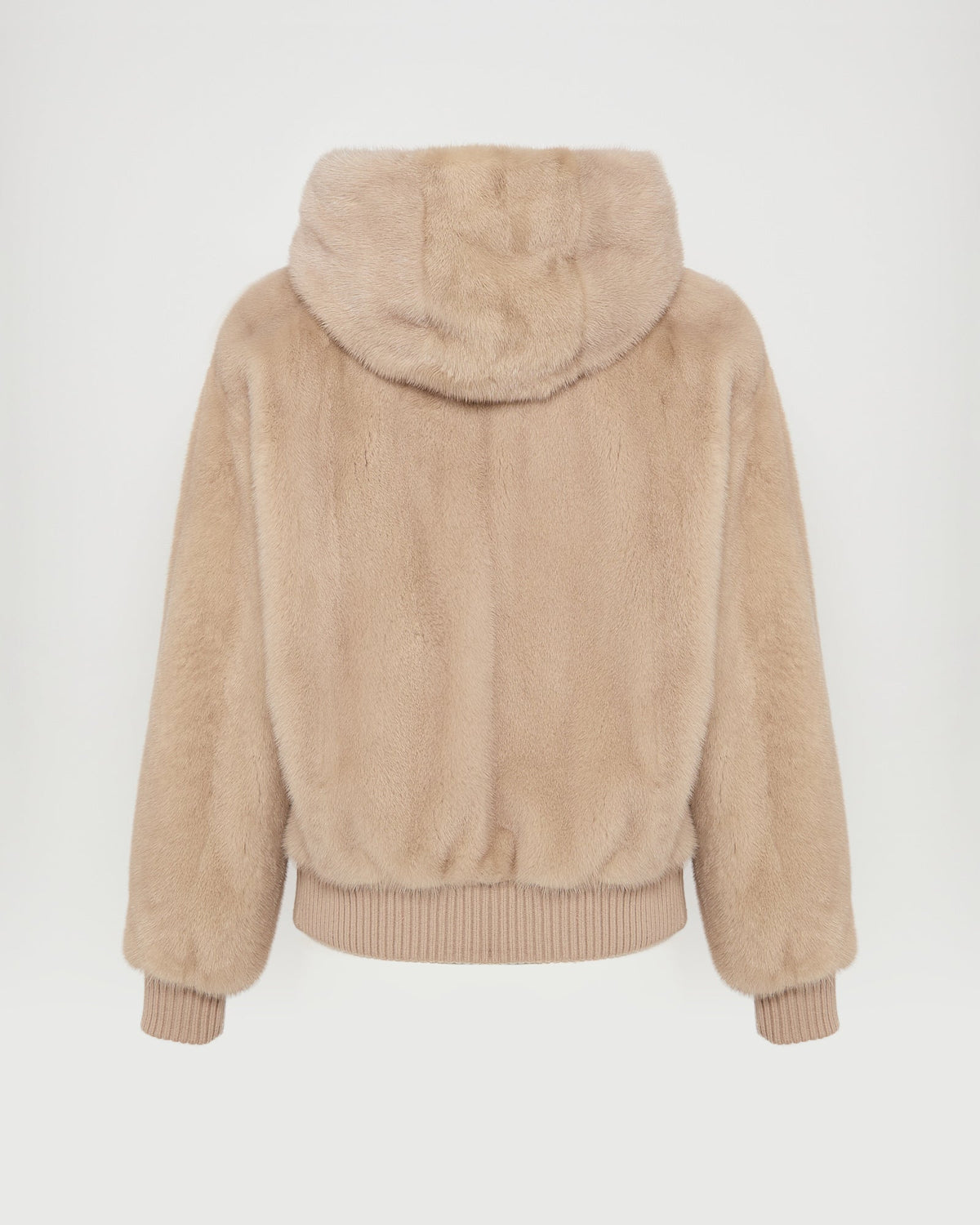 Merino knit and mink fur hooded blouson