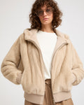 Merino knit and mink fur hooded blouson