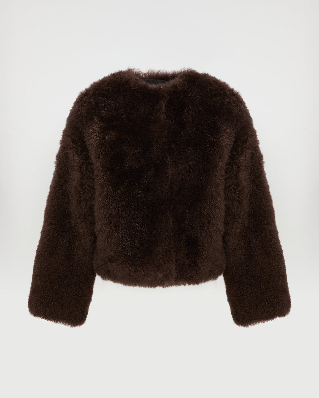 Short cashmere lambskin and merino knit jacket