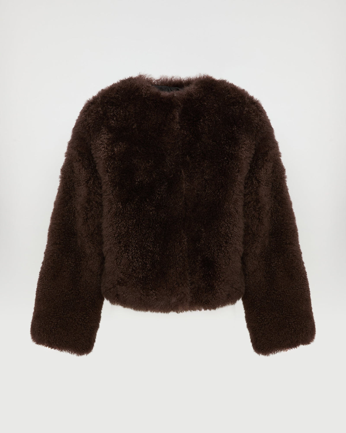 Short cashmere lambskin and merino knit jacket