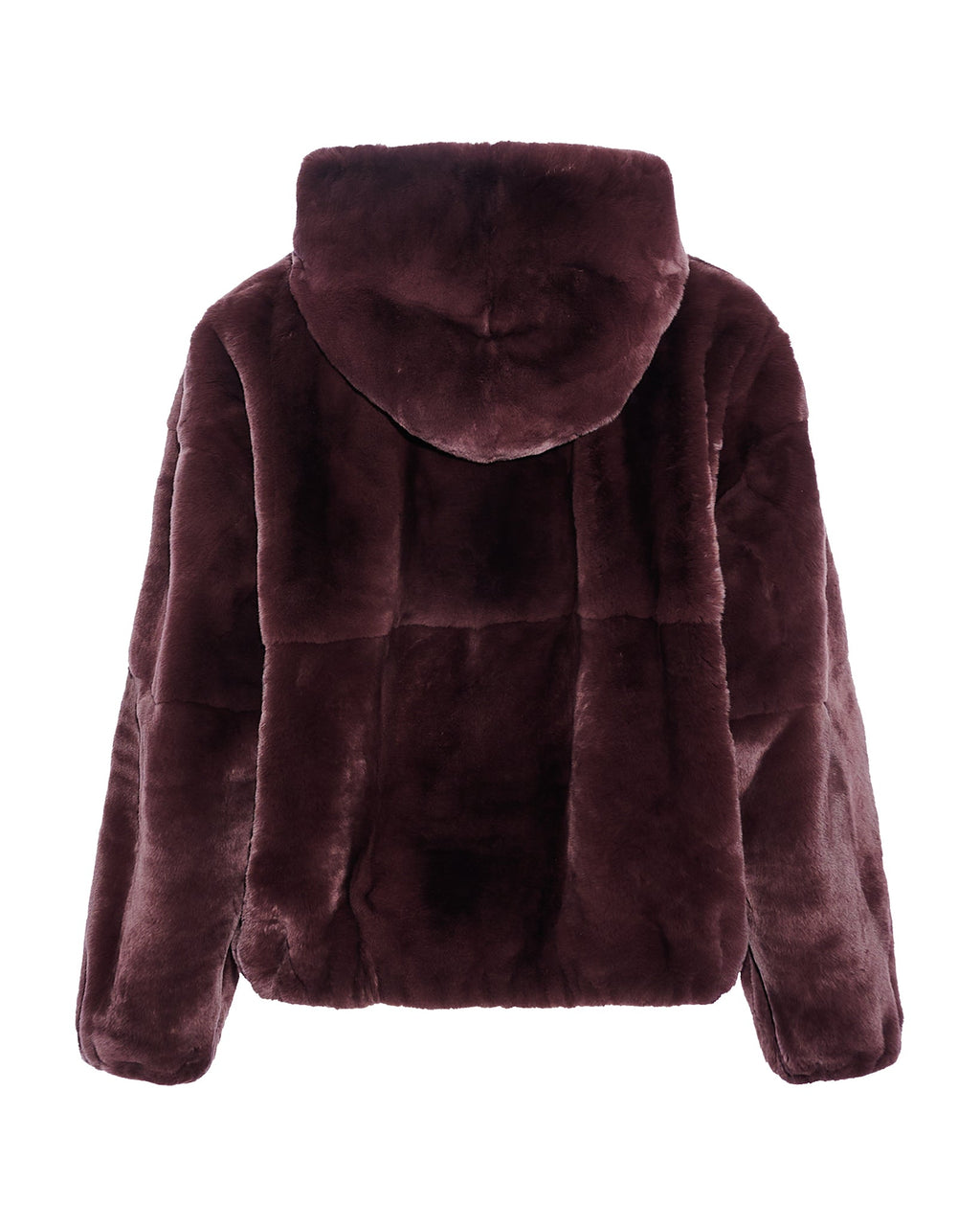 Hooded jacket in technical fabric rex rabbit fur