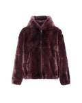 Hooded jacket in technical fabric rex rabbit fur