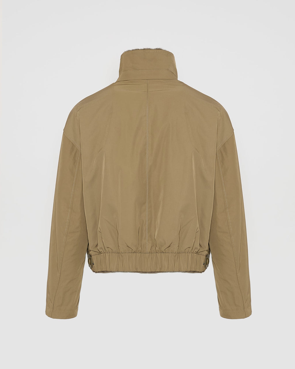 Reversible jacket in mink fur & technical fabric with stand collar