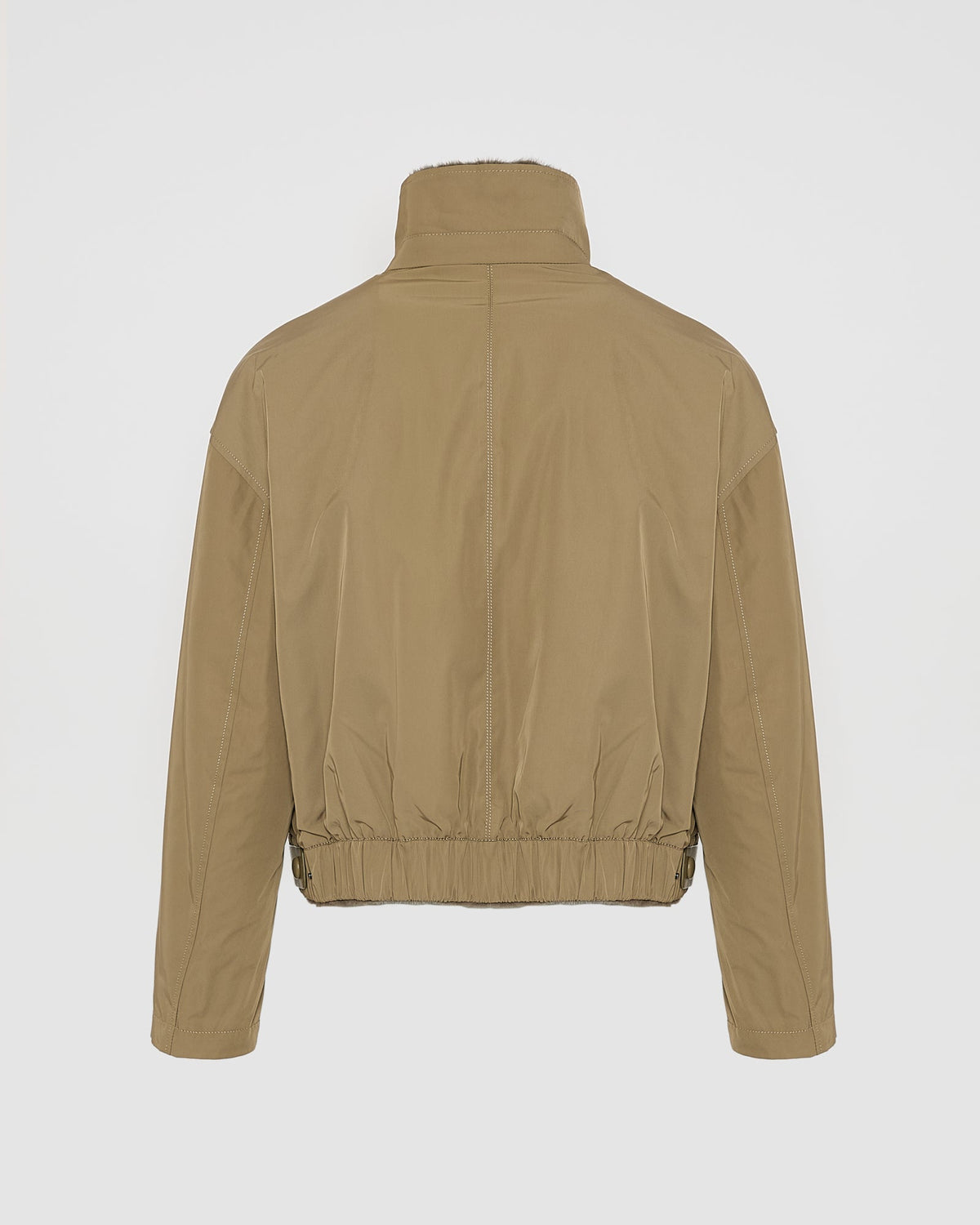 Reversible jacket in mink fur & technical fabric with stand collar