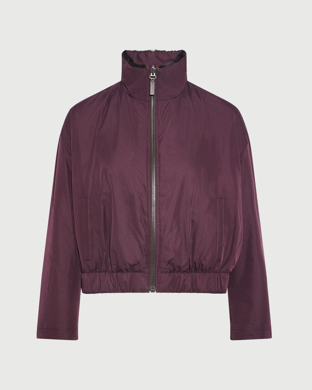 Reversible water-repellent technical fabric jacket with mink fur