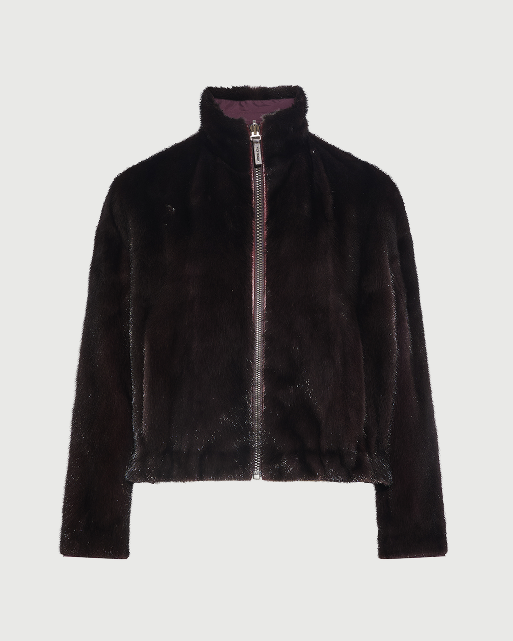Reversible water-repellent technical fabric jacket with mink fur