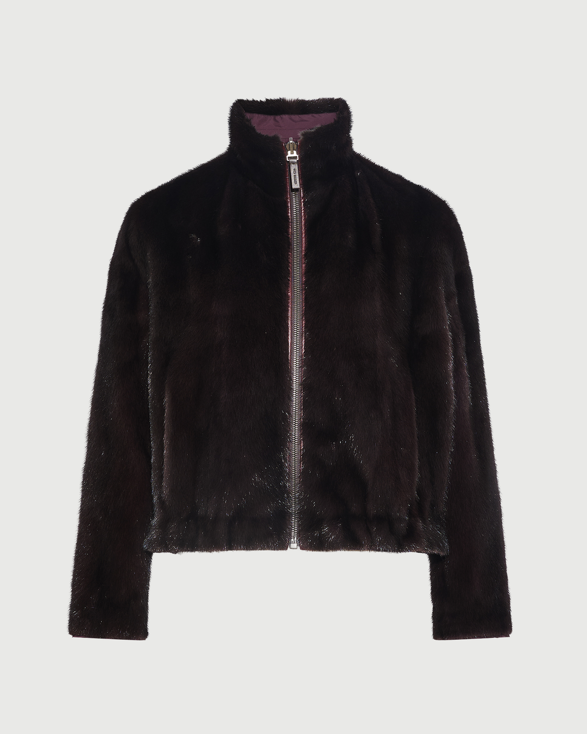 Reversible water-repellent technical fabric jacket with mink fur