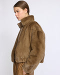 Reversible water-repellent technical fabric jacket with mink fur