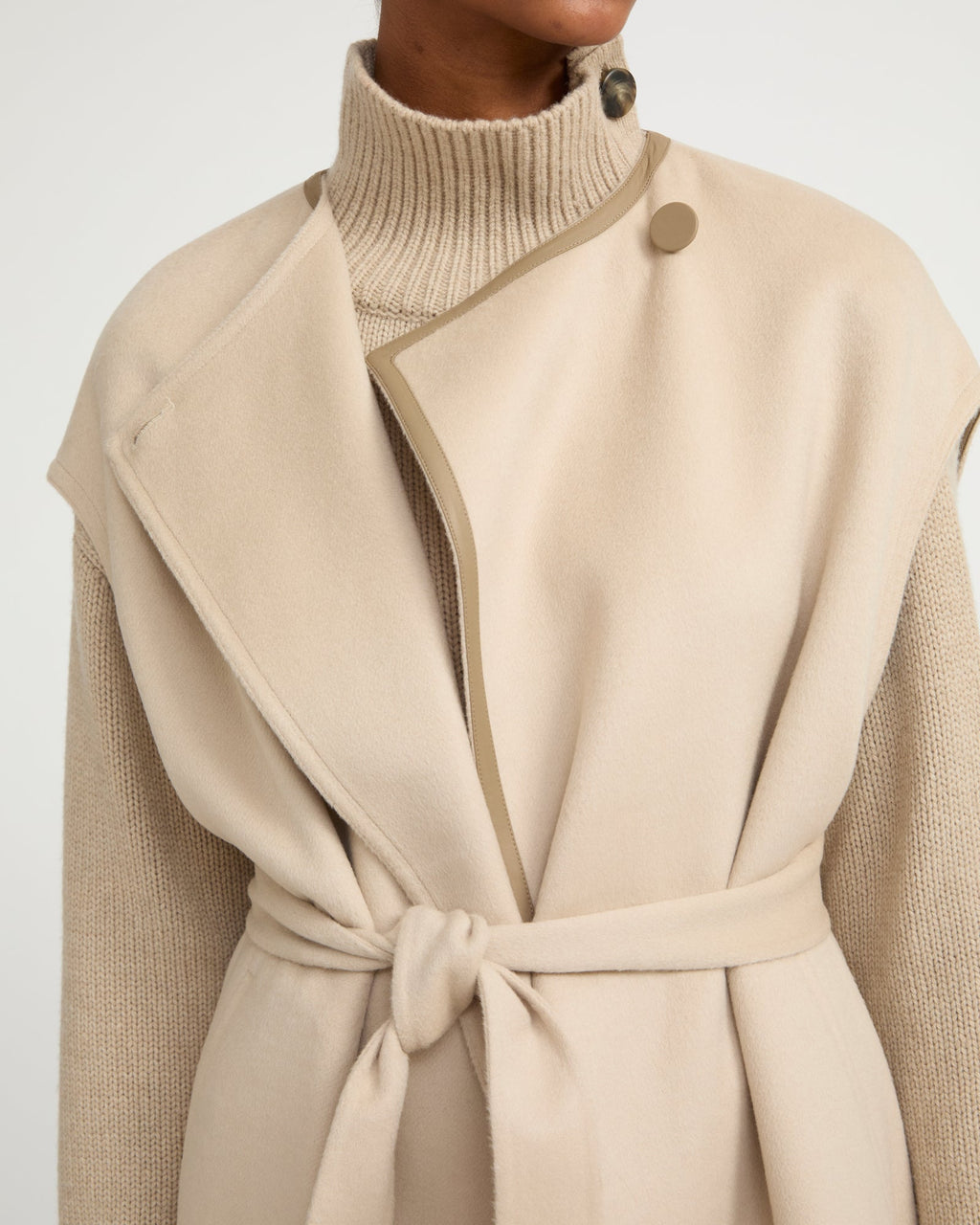 Double-sided cashmere-blend belted cape