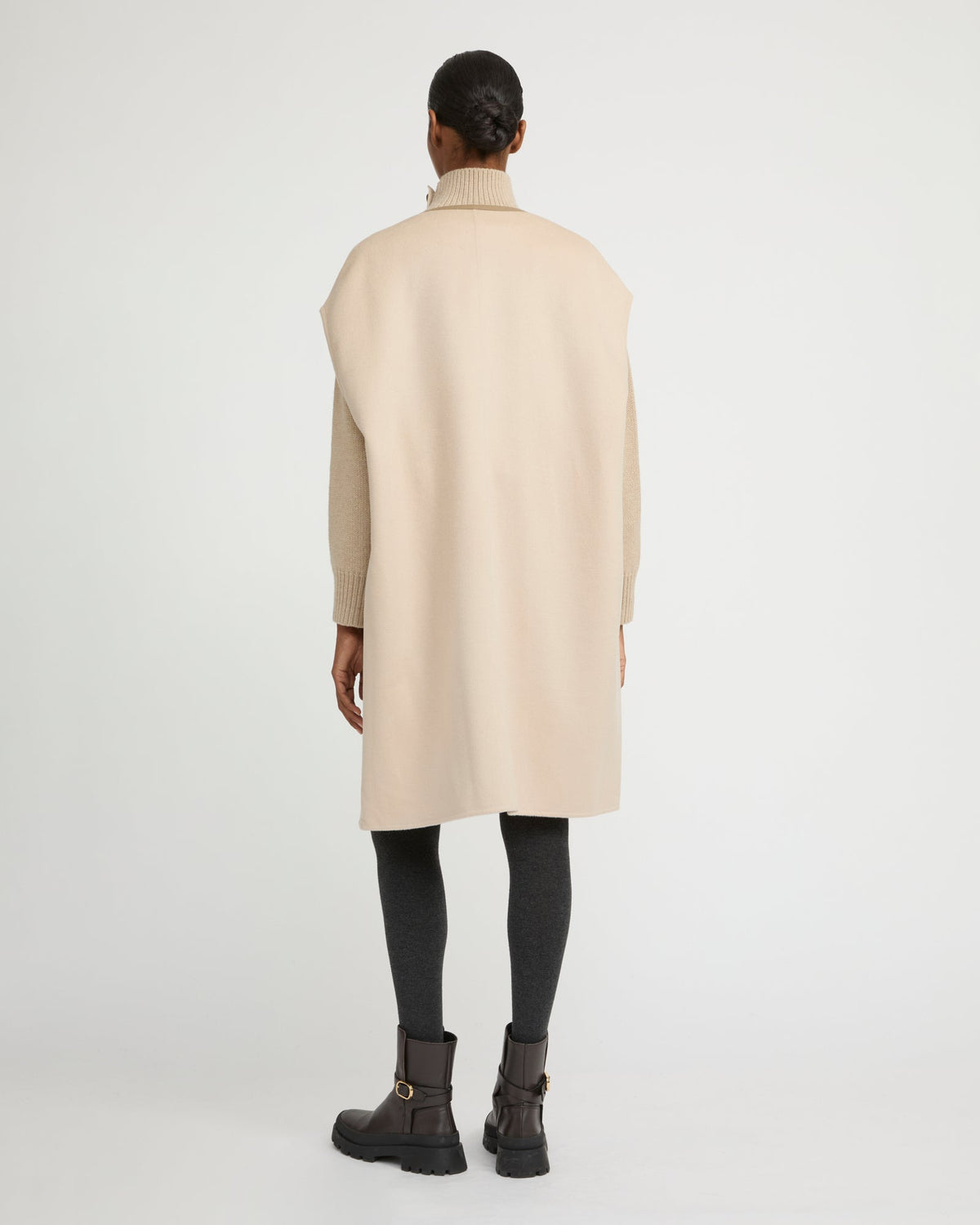 Double-sided cashmere-blend belted cape