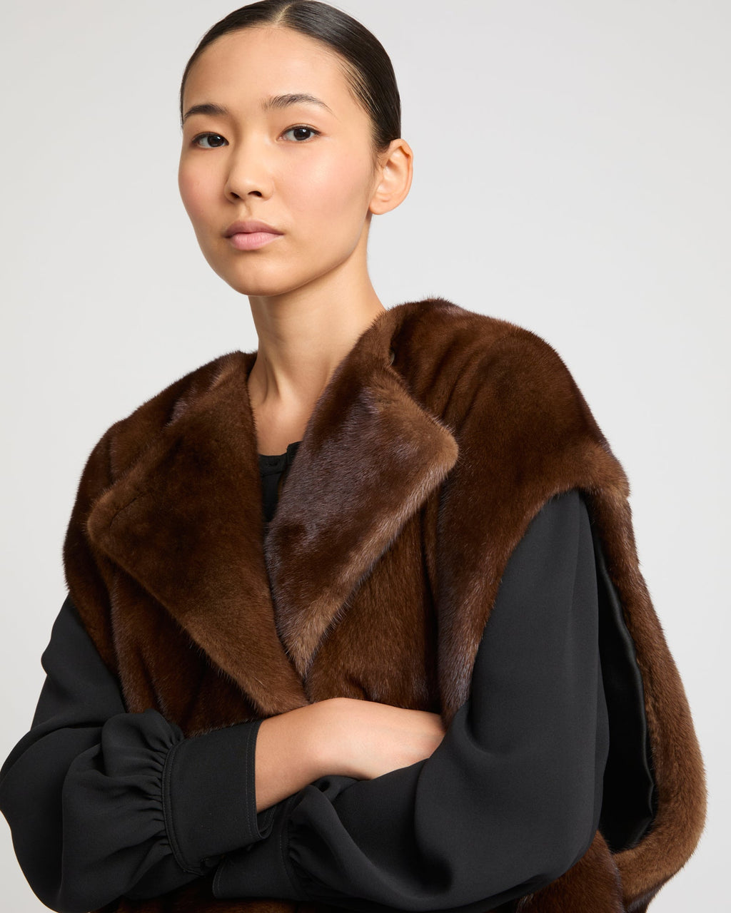 Long-haired mink fur cape