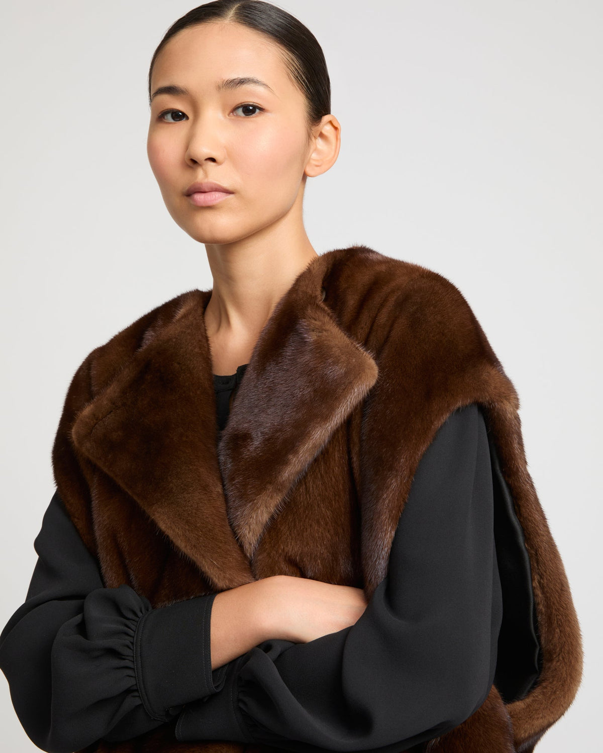 Long-haired mink fur cape
