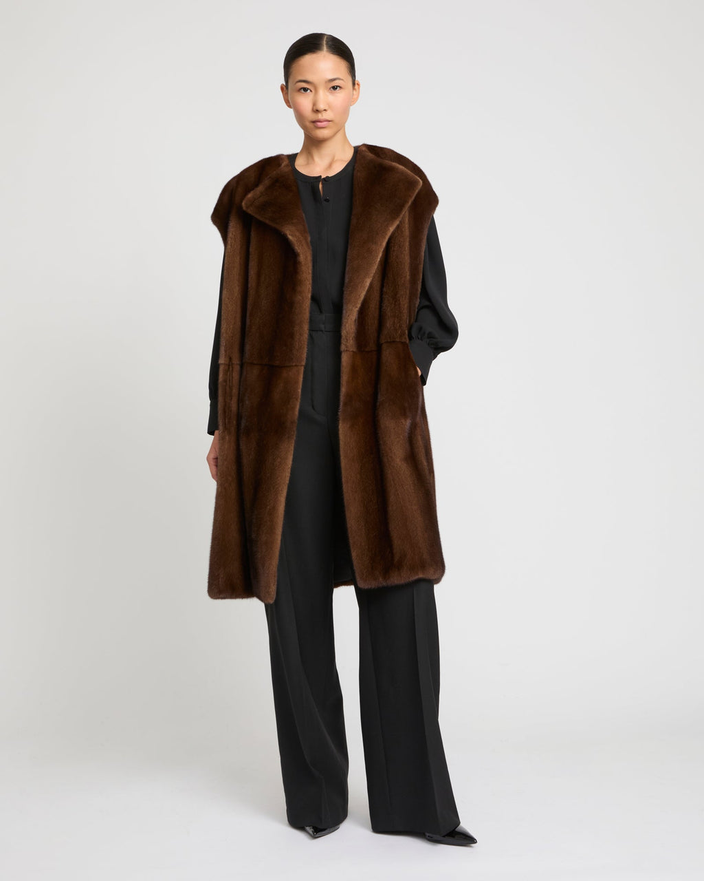 Long-haired mink fur cape